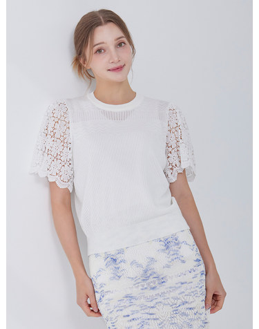 플라워 레이스 슬리브 니트 KOKTQ710 (2colors)