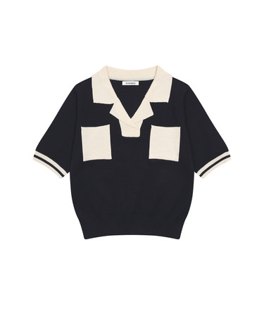 반오픈 포켓 배색 비스코스 니트 KOKTQ805 (2colors)