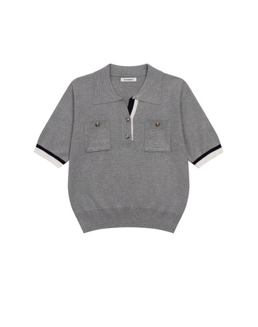 비스코스 반오픈 배색 포켓 니트 KOKTQ803 (2colors)