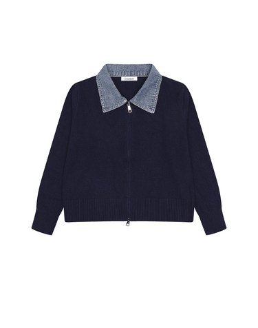 데님 배색 카라 집업 가디건 KOCDQ803 (3colors)