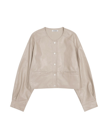 카라리스 크롭 페이크 레더 자켓 KOJKQ803 (2colors)