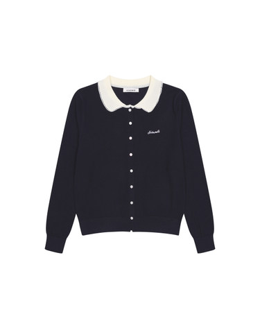 울 블렌드 레이스 배색 니트 가디건 KOCDQ801 (2colors)