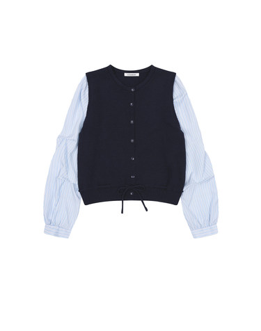 핀턱 셔츠 레이어드 니트 가디건 KOCDQ921 (2colors)
