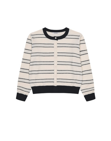 배색 스티치 스트라이프 니트 가디건 KOCDQ914 (2colors)