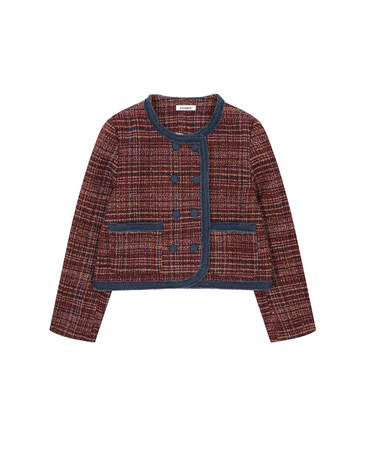 더블 버튼 배색 트위드 자켓 KOJKQ905 (2colors)