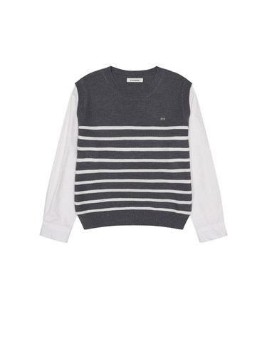셔츠 레이어드 스트라이프 니트 KOKTQ904 (2colors)