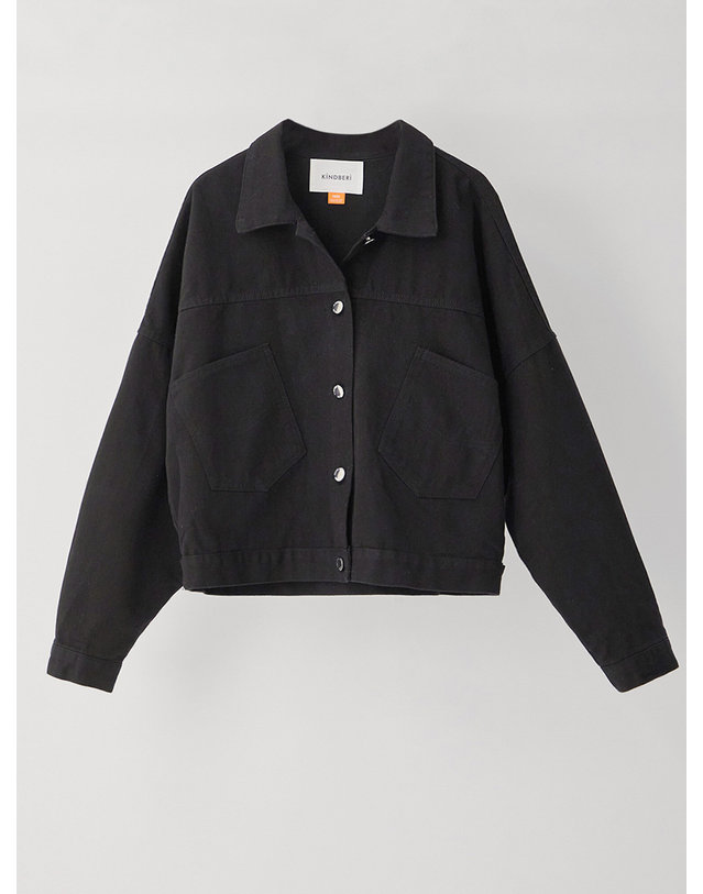 카인드베리 진주 레터링 데님 자켓 KOJKQ207 (2colors) 착용컷