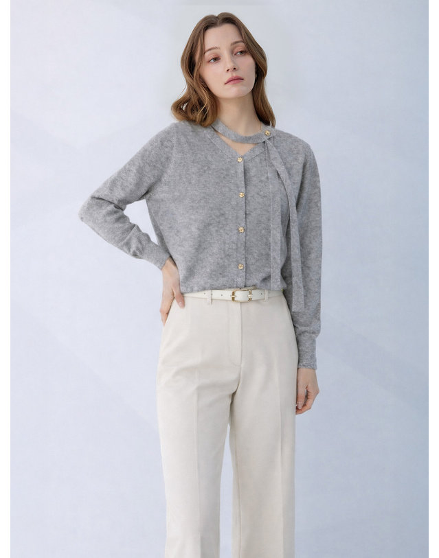 카인드베리 네크 스트랩 버튼 브이넥 가디건 KOCDQ203 (2colors) 착용컷