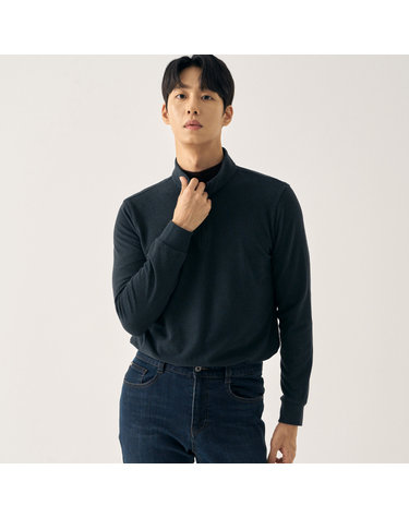 23FW 솔리드 반집업 하이넥 티셔츠 MCTSNA42_NA