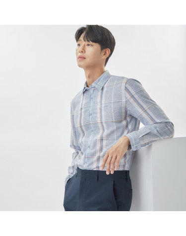 [24SS] 남성 린넨 빅체크 셔츠 MCWSO205_BL