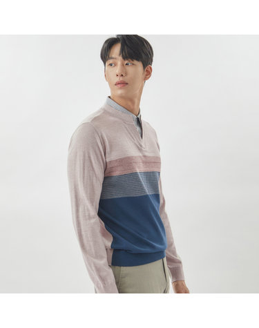 [24SS] 남성 2 in 1 셔츠 레이어드 니트 MCKTO101_BE