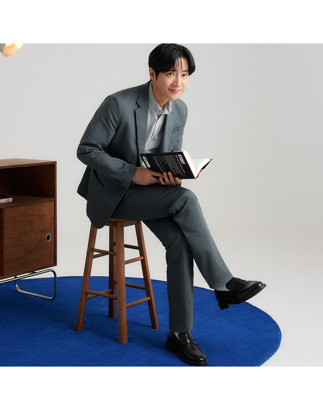 라이프로그 [24SS] 남성 스트레치 가먼트워싱 셋업 자켓 MCJKO232_BL 착용컷