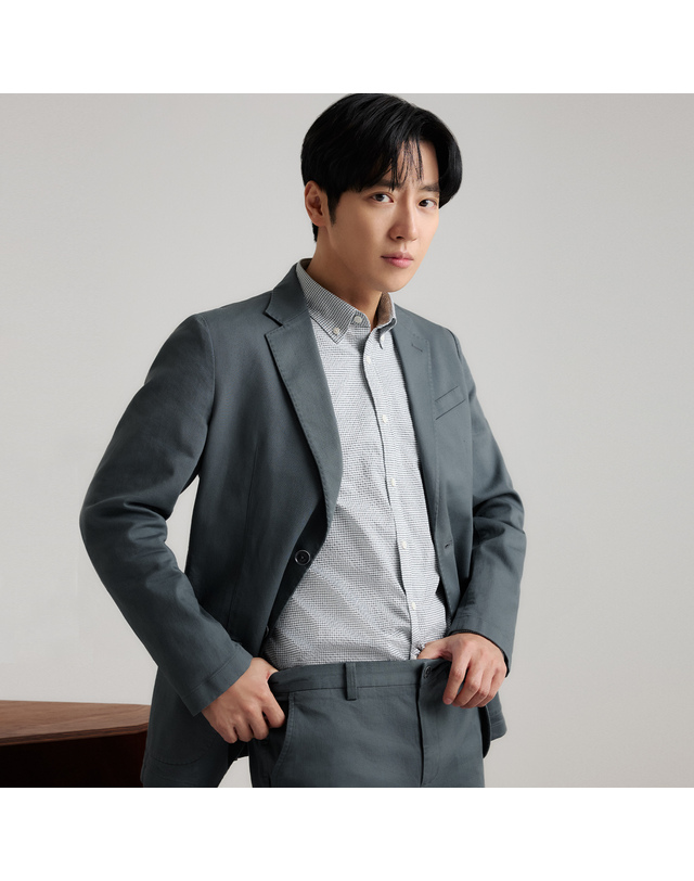 라이프로그 [24SS] 남성 스트레치 가먼트워싱 셋업 자켓 MCJKO232_BL 착용컷