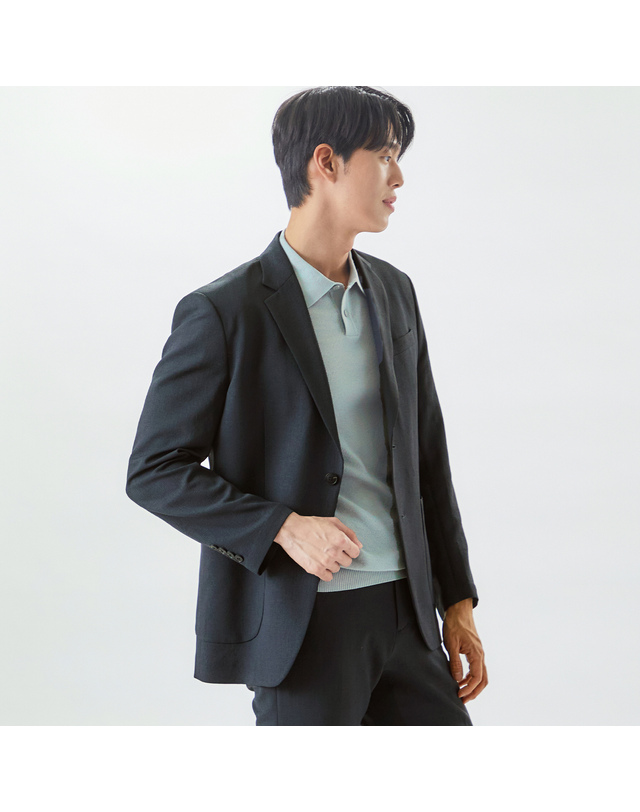 라이프로그 [24SS] 남성 포멀 메쉬안감 셋업 자켓 MCJKO333_DG 착용컷