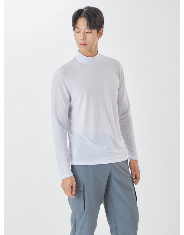 라이프로그 냉감 반폴라 긴팔 티셔츠 MVTSOF61_WH 착용컷