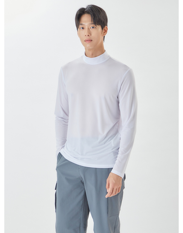 라이프로그 냉감 반폴라 긴팔 티셔츠 MVTSOF61_WH 착용컷
