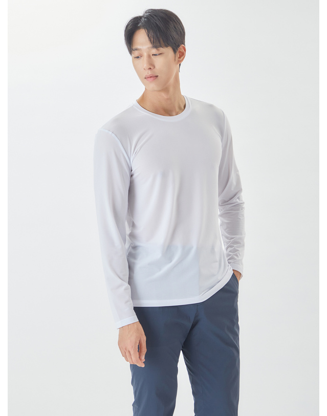라이프로그 냉감 라운드 긴팔 티셔츠 MVTSOF62_WH 착용컷