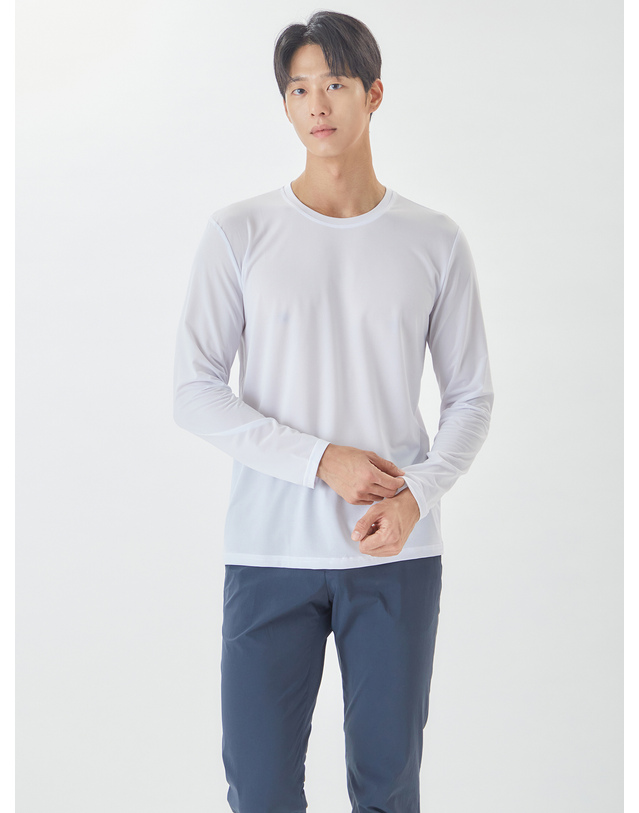라이프로그 냉감 라운드 긴팔 티셔츠 MVTSOF62_WH 착용컷