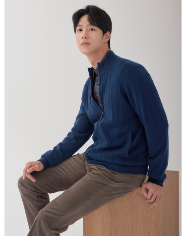 남성 케이블 풀집업 하이넥 니트 MCKTO905
