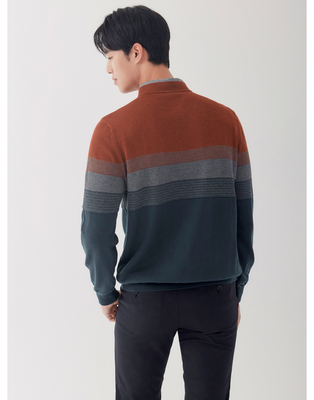 라이프로그 남성 이너셔츠 컬러블록 니트 MCKTO903 착용컷