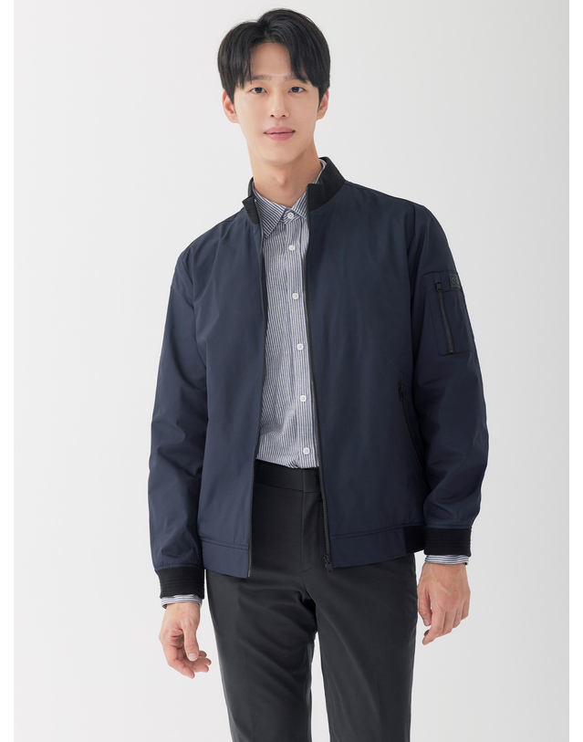 라이프로그 남성 소매배색 블루종 점퍼 MSJPO962 착용컷