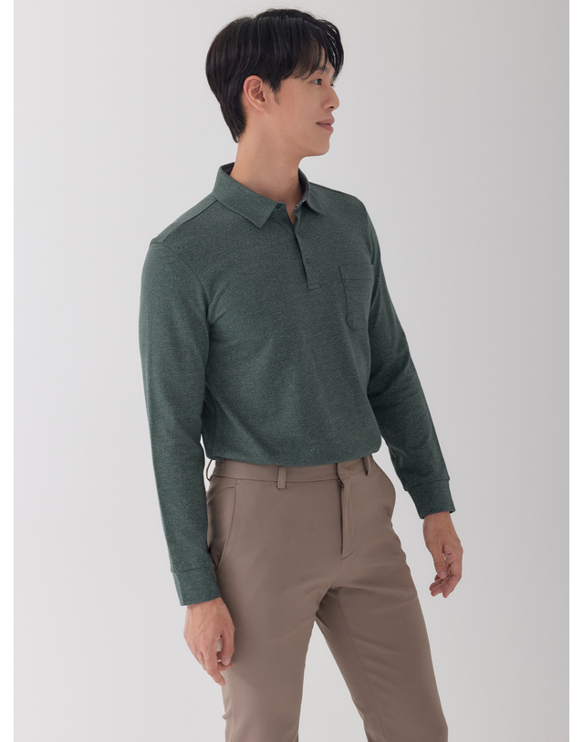 라이프로그 남성 가슴포켓 베이직 카라 티셔츠 MCTSO901 착용컷