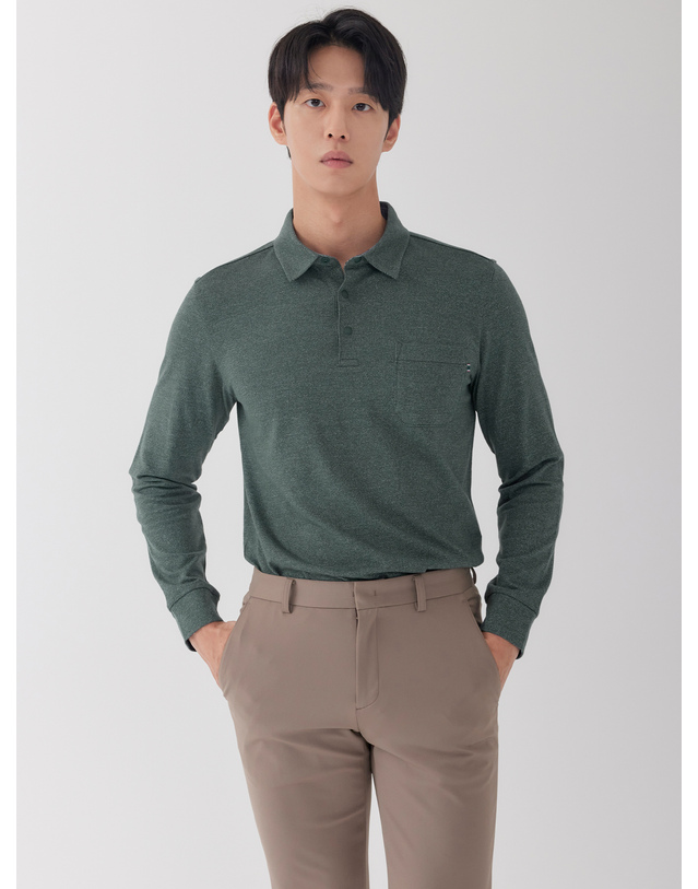 라이프로그 남성 가슴포켓 베이직 카라 티셔츠 MCTSO901 착용컷