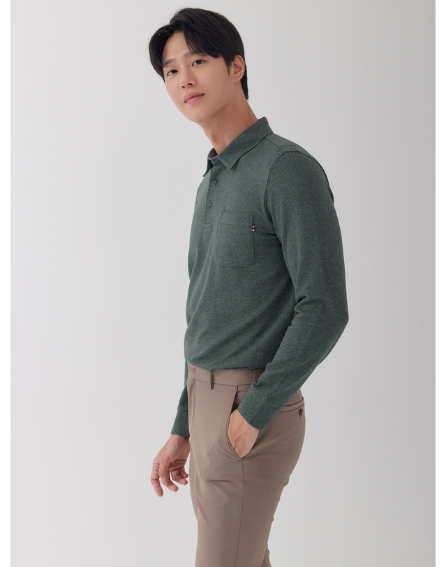 라이프로그 남성 가슴포켓 베이직 카라 티셔츠 MCTSO901 착용컷