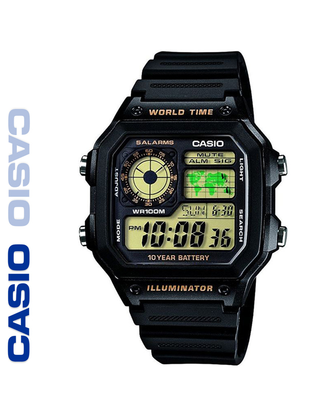 카시오 CASIO 카시오 AE-1200WH-1B 우레탄밴드 디지털 빈티지 전자시계 착용컷