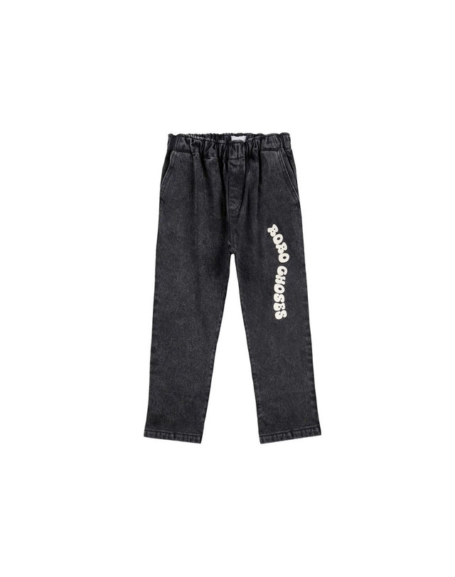 보보쇼즈 25SS 키즈 로고 프린트 데님팬츠 블랙 B125AC084 061 착용컷