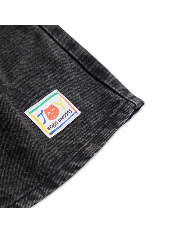 보보쇼즈 25SS 키즈 로고 데님 버뮤다 숏팬츠 B125AC058 061 착용컷