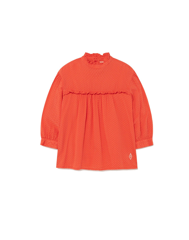 타오 키즈 프릴 카라 블라우스 레드 S22079 251CE 착용컷