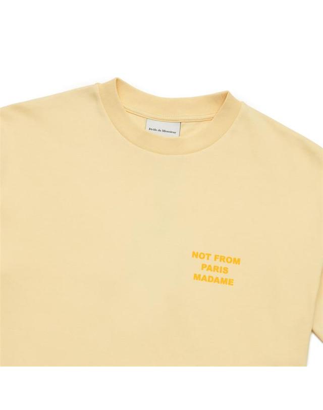 드홀드무슈 드롤드무슈 슬로건 반팔티셔츠 TS101-CO002-LYL 노랑 착용컷