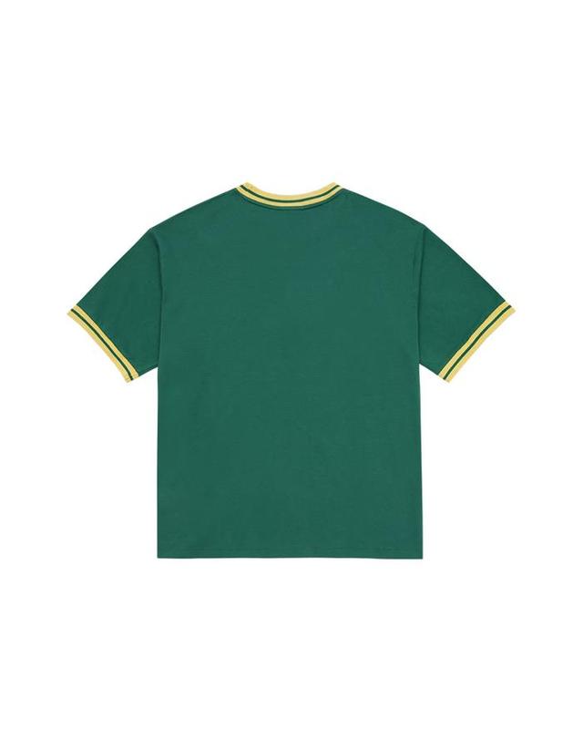 드홀드무슈 드롤드무슈 스트라이프 트리밍 로고 티셔츠 TS146-CO002-FGN 그린 착용컷