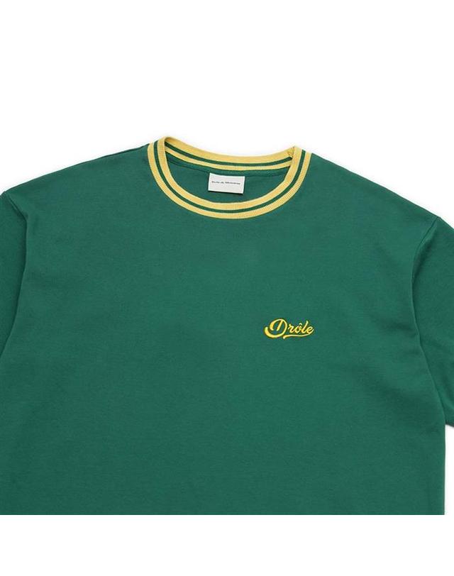 드홀드무슈 드롤드무슈 스트라이프 트리밍 로고 티셔츠 TS146-CO002-FGN 그린 착용컷