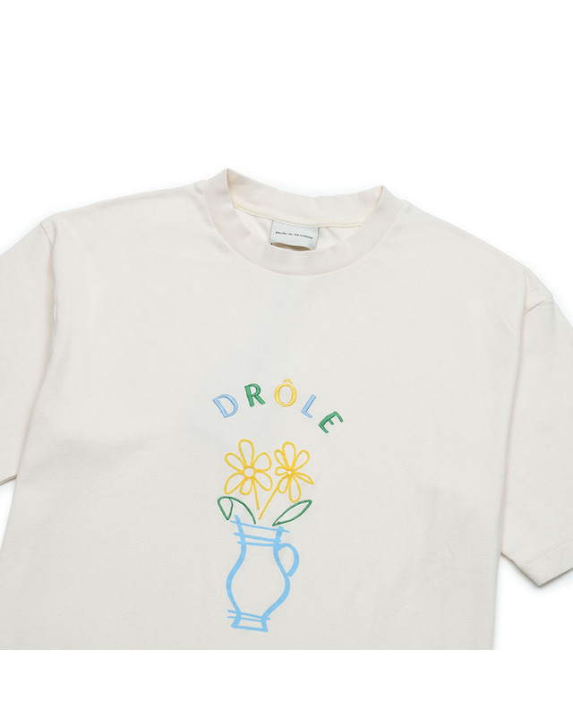 드홀드무슈 드롤드무슈 포트 드 플뢰흐 르 티셔츠 크림 TS144-CO002-CM 아이보리 착용컷