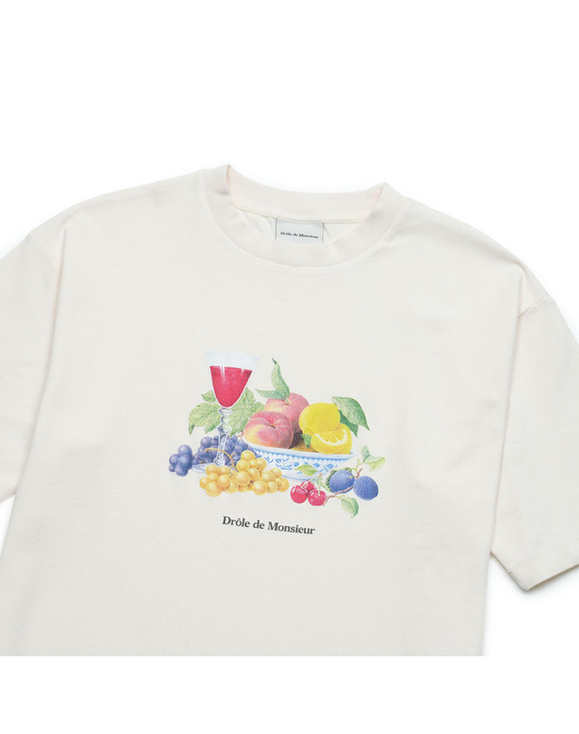 드홀드무슈 드롤드무슈 베이스 아 프루츠 르 티셔츠 크림 TS140-CO002-CM 아이보리 착용컷