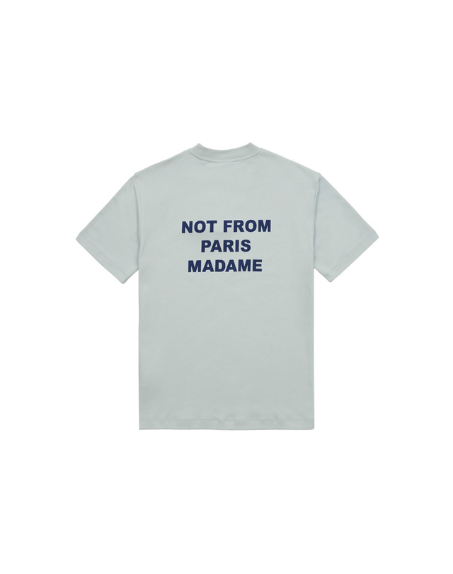 드홀드무슈 드롤드무슈 슬로건 르 티셔츠 라이트 블루 TS101-CO002-LBE 착용컷