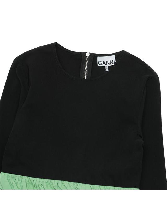 가니 가니 타페타 믹스 블라우스 F7525-099 블랙 착용컷