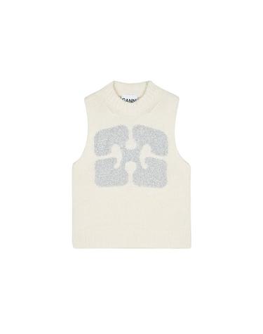가니 여성 그래픽 울 믹스 니트베스트 아이보리 K2252-135