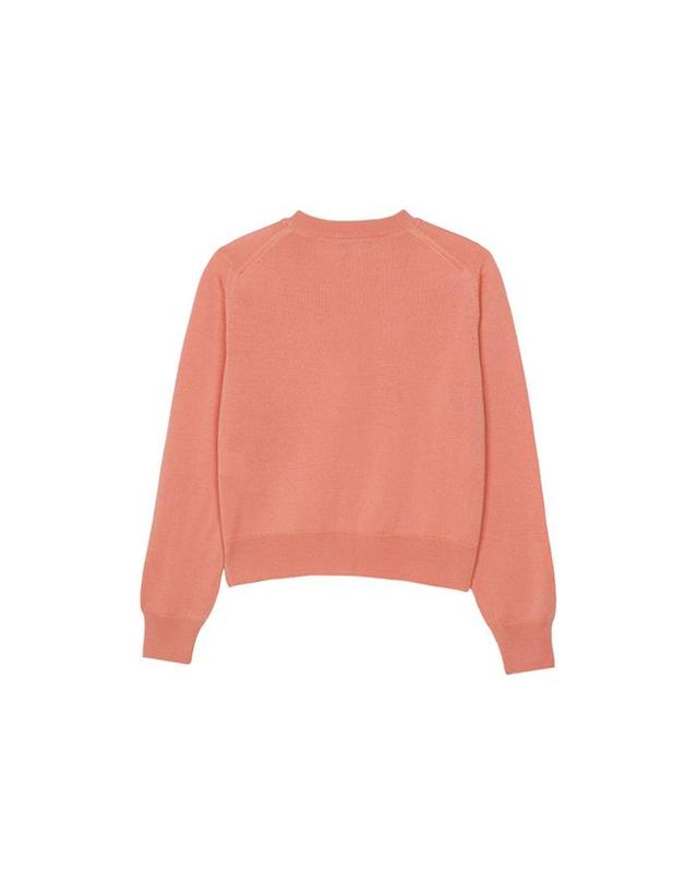 메종 키츠네 메종키츠네 여성 볼드폭스 헤드 패치 레귤러 가디건 Gerbera Red MW00508KT1036-0092 레드 착용컷