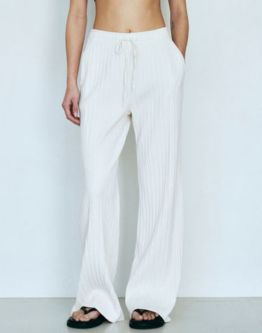 Slim Ribbed Wide Banding Pants (Cream)