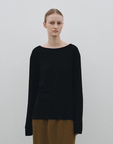 Back String Wool T-Shirt (Black)