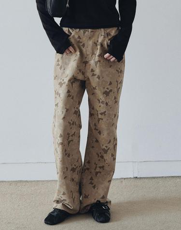 Vintage Camo Pattern Pants (Beige)