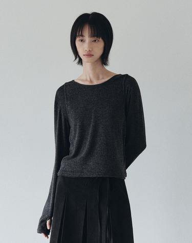 Back String Layered T-Shirt Set (Charcoal)					