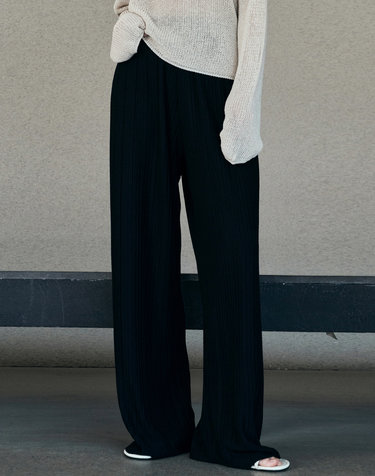 니브 Wide Pleats Banding Pants (Black)