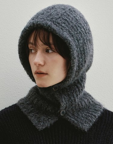 Button Wool Buckle Balaclava (Charcoal)
