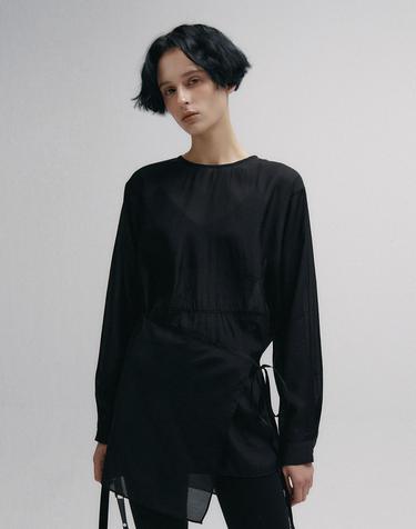 니브 Glow Tencel Wrap Blouse (Black)