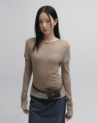 Double Layered Tencel T-shirt (Brown)