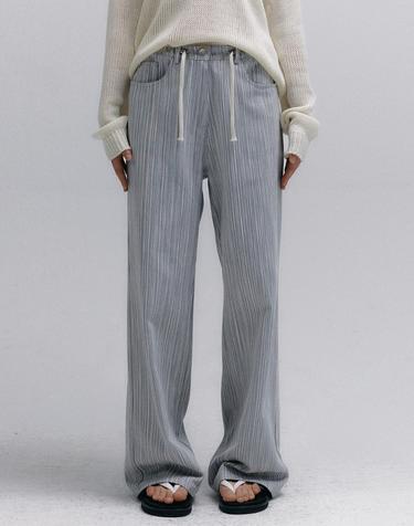 Stripe Jacquard String Denim Pants (Gray)